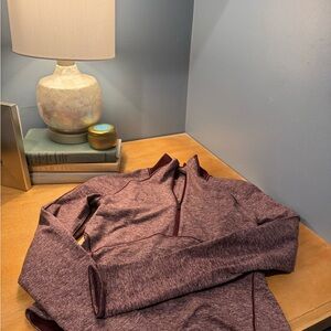 Lululemon Sweatshirt Womens Heathered Garnet Always Alert Half Zip Sweatshirt
